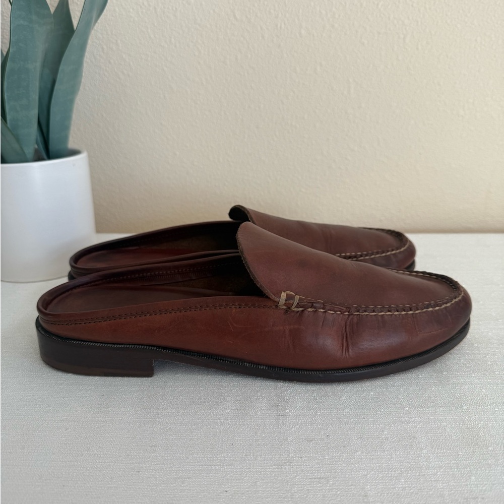 Cole Haan Rich Brown Leather Slip-On Loafer Mules - Picture 4 of 11